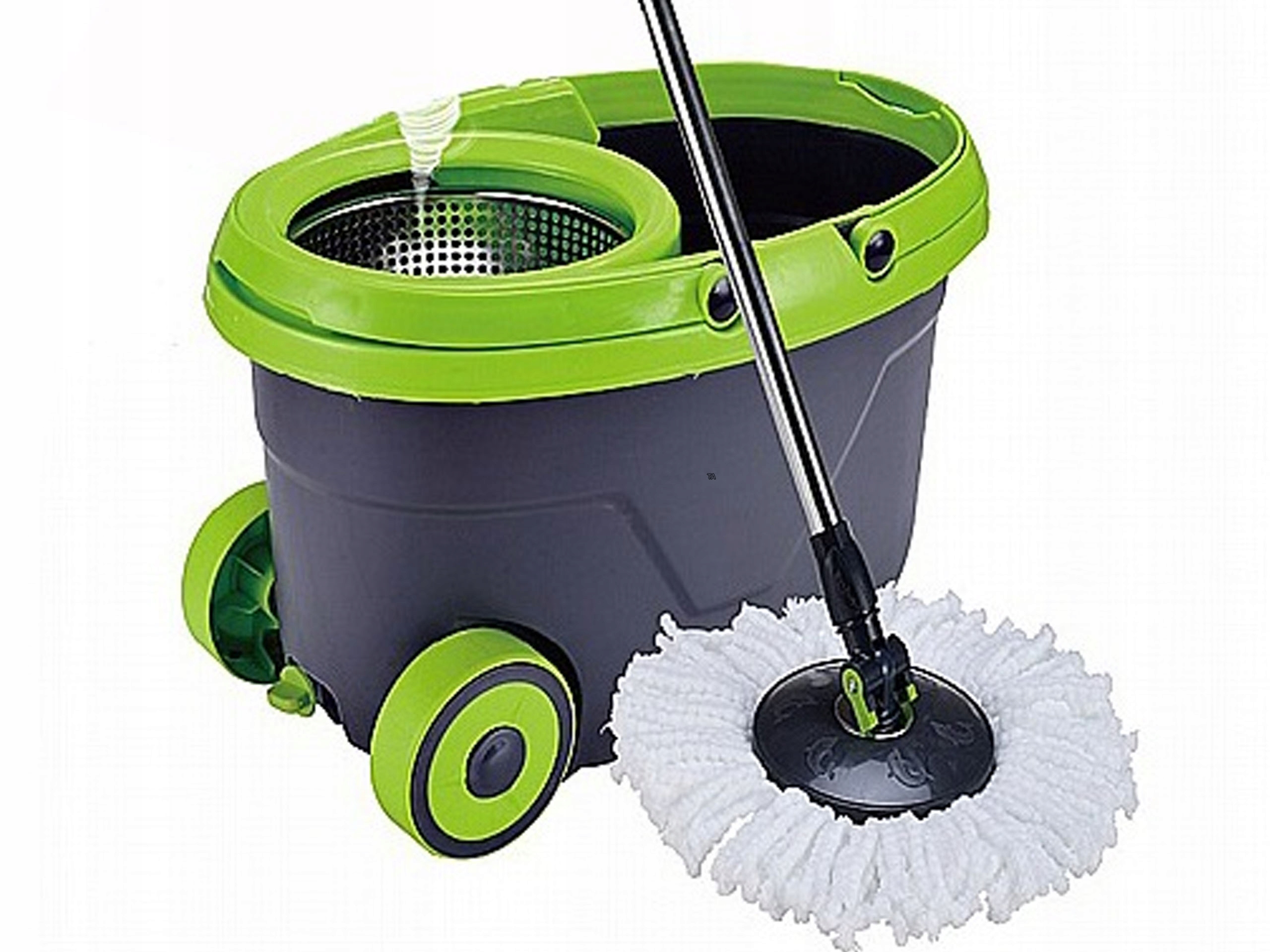 Mop Obrotowy Rotacyjny 360 Turbo Wiadro Zestaw 2x Nakładki Mikrofibra