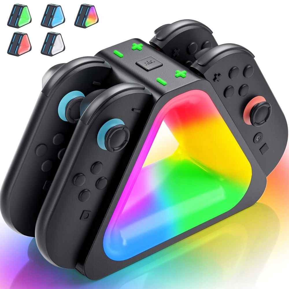 DOCK 4 PORTY ŁADOWANIE MAGNETYCZNE LED RGB DO SWITCH 2 JOY-CON 2025
