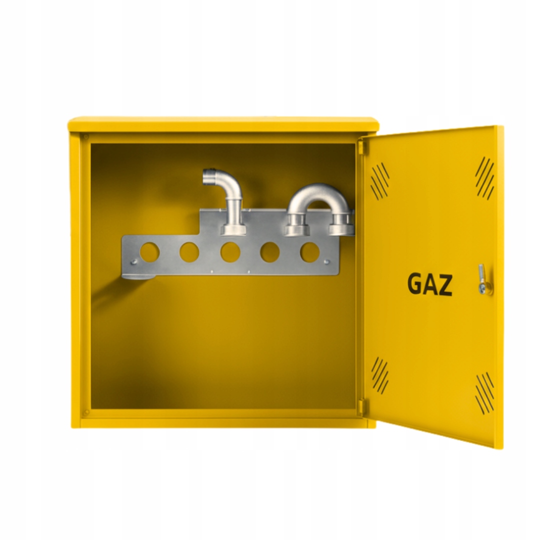 Szafka PUNKT GAZOWY aluminium 600x600x250 mm na 1 gazomierz ŻÓŁTA z PODSTAWĄ