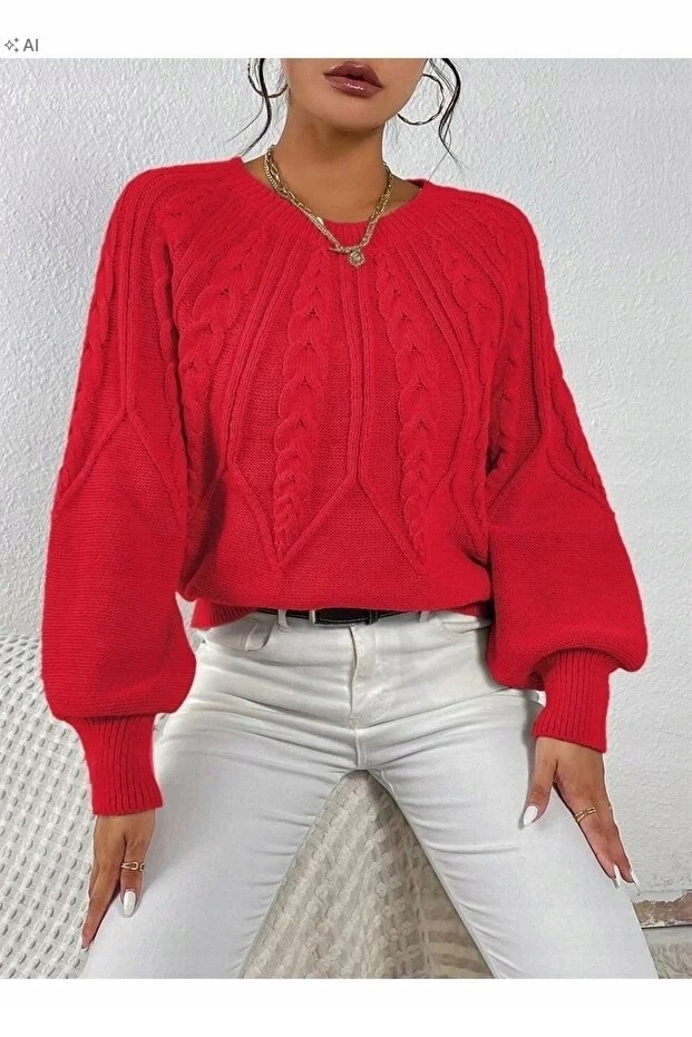 Měkký Pletený Červený Dámský Oversize Svetr M 5IA