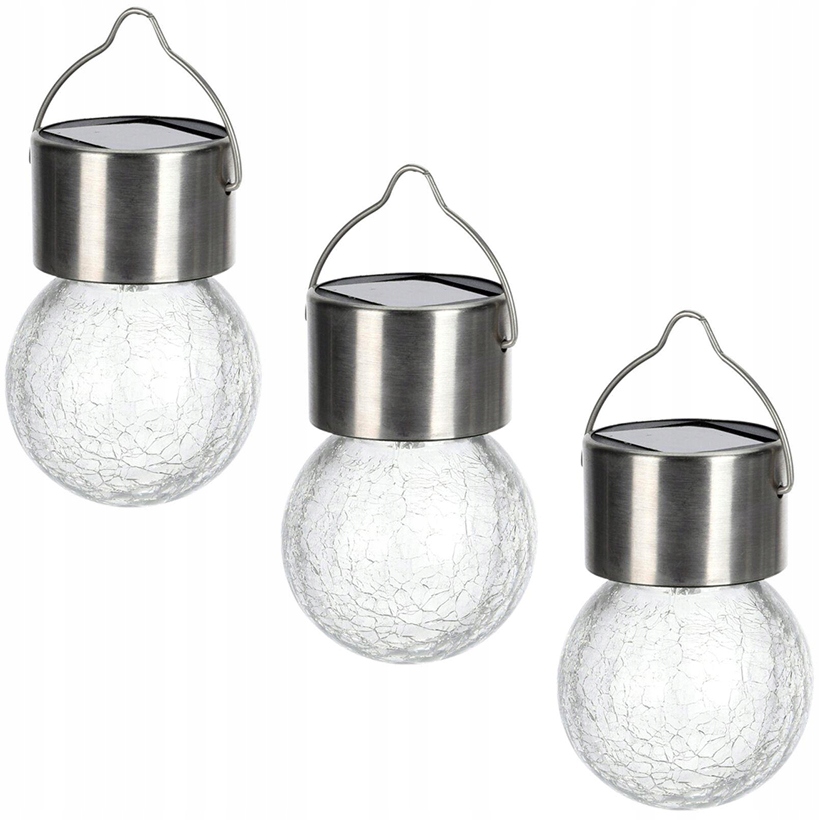 

3x Lampa Ogrodowa Led Solarna Kula Wisząca Szklana