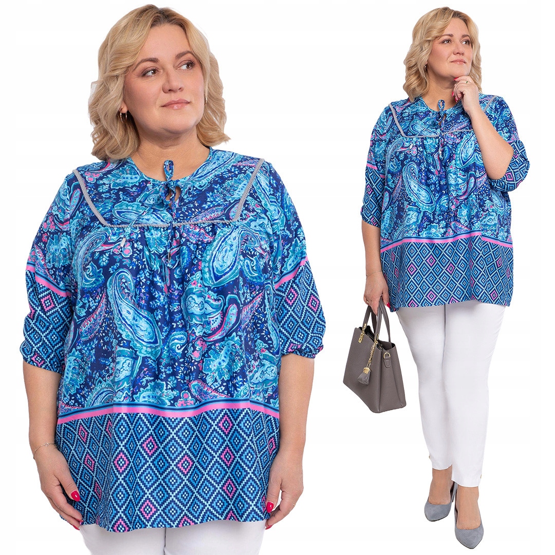 Tunika s provázkem, modro-modré vzory, velikost 56/58