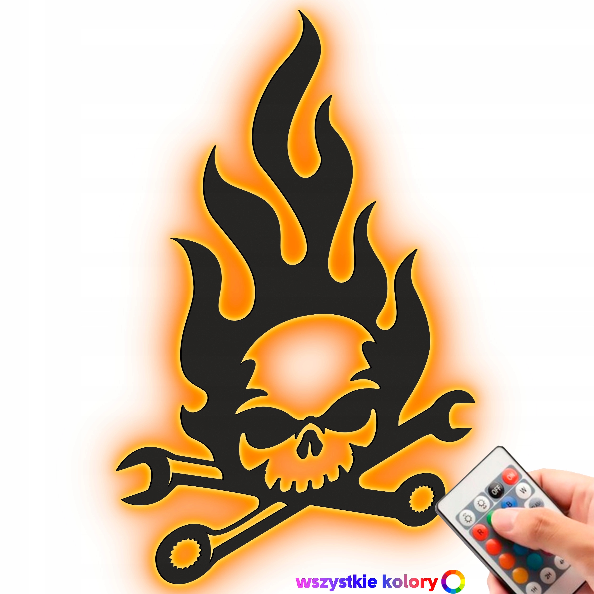 Dřevěný obraz Lebka Mechanik Nástěnná Dekorace Dárek Noční Lampa Led