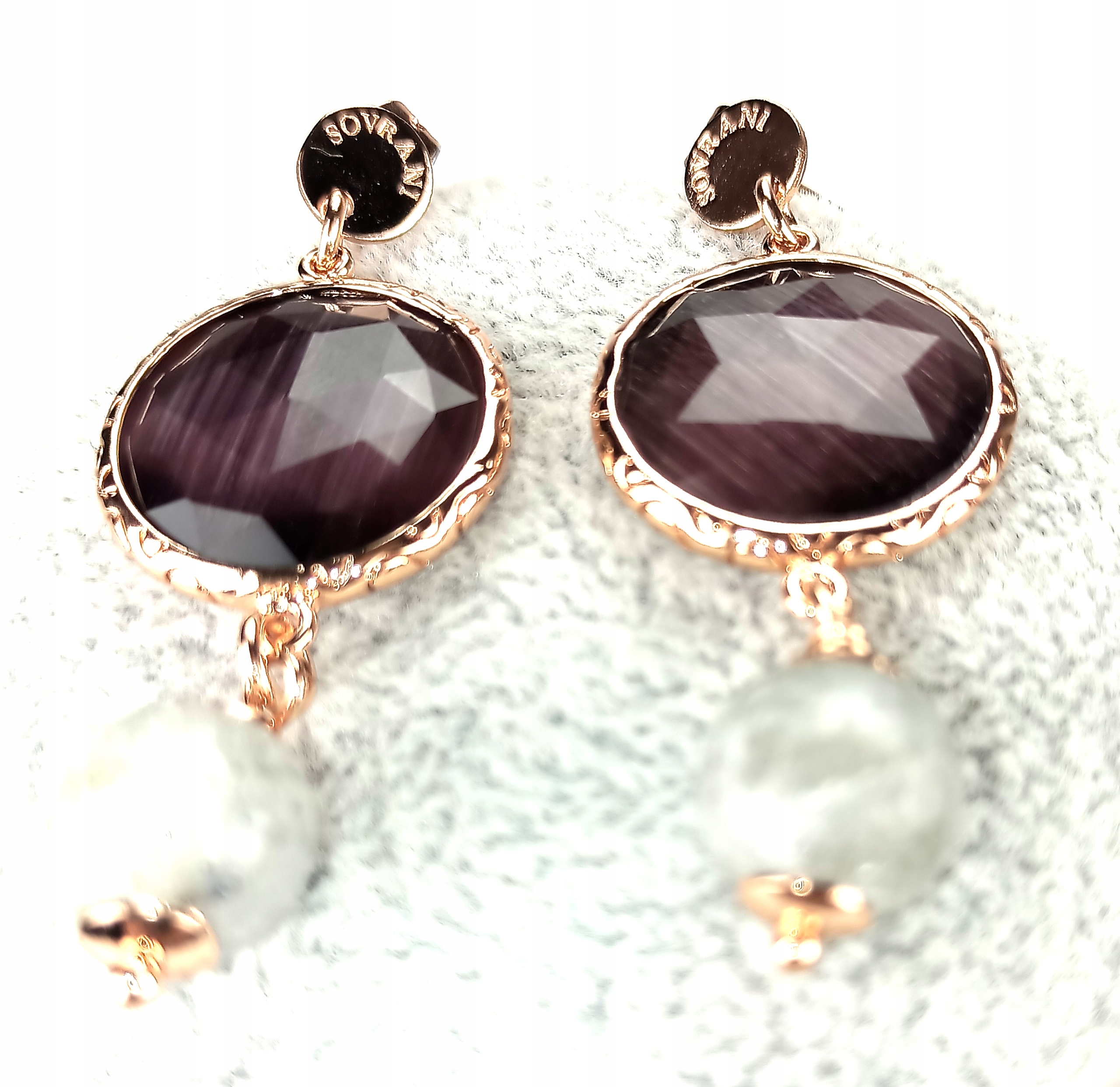 WŁOSKIE KOLCZYKI MOSIĄDZ RÓŻOWE ZŁOTO RÓŻOWY KWARC LABRADORYT DZIEŃ MAMY EAN (GTIN) 8056157111122