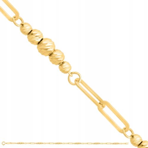 Zajímavý náhrdelník 585 s jemnou vazbou a přídavkem gravírovaných kuliček