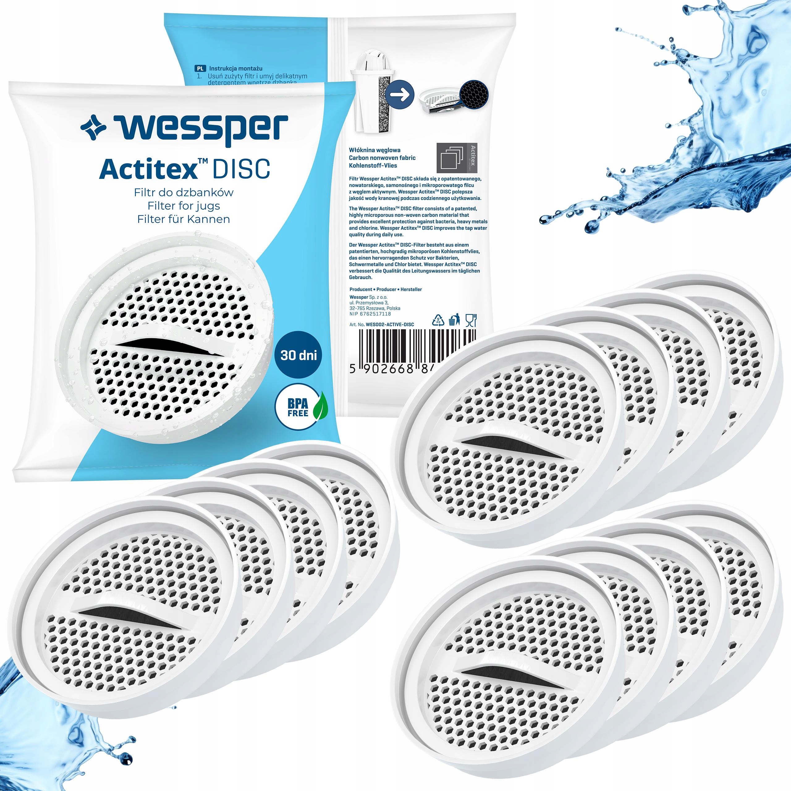 12x Filtr wkład węglowy do wody Actitex aquaclassic do dzbanka filtrującego