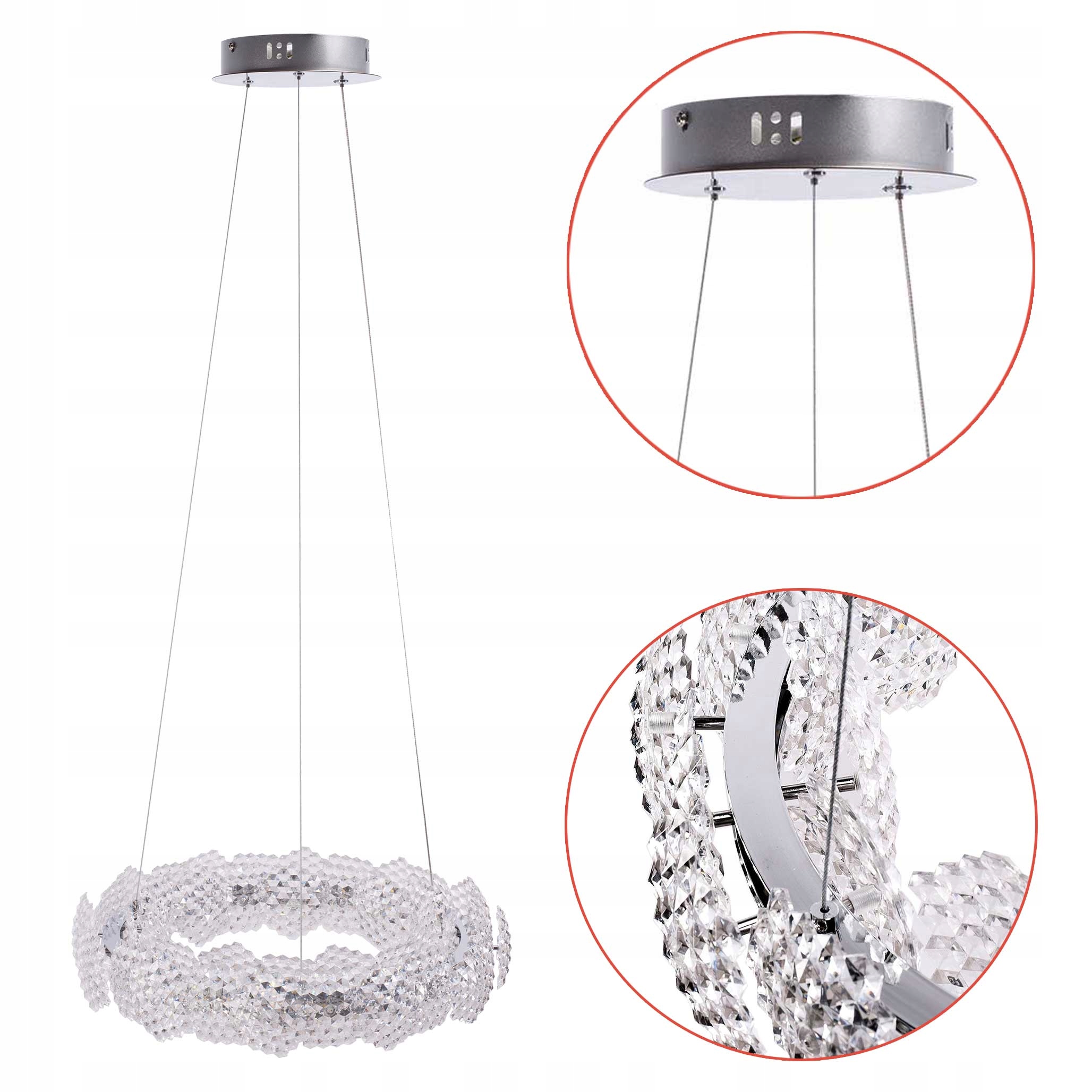 Kryštálová Led závesná lampa Chrómová kovová akrylová lampa Glamour do obývačky