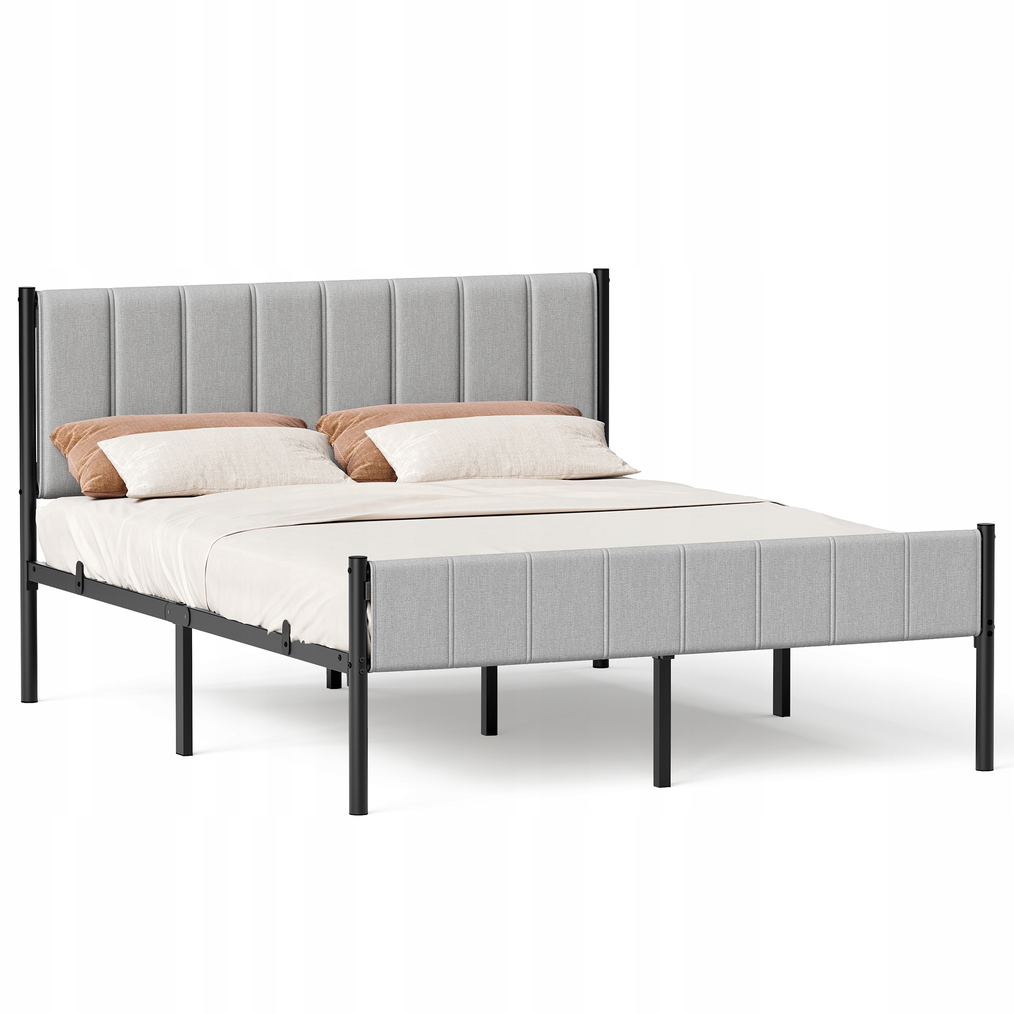 Dvojitý rám postele 160 x 200 cm s čalúneným čelom, oceľové lišty