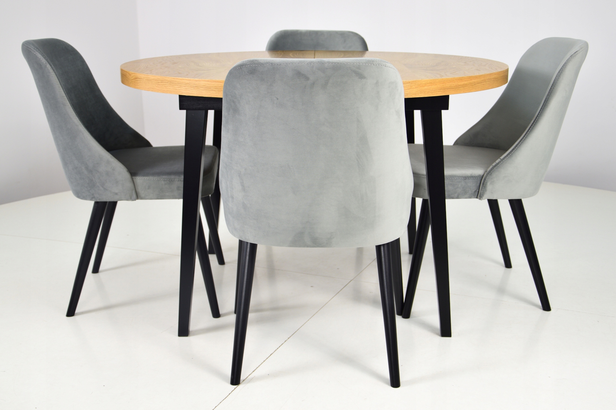 4 krzesła INNE TKANINY + stół okrągły NOWOCZESNY Grubość blatu 2 cm