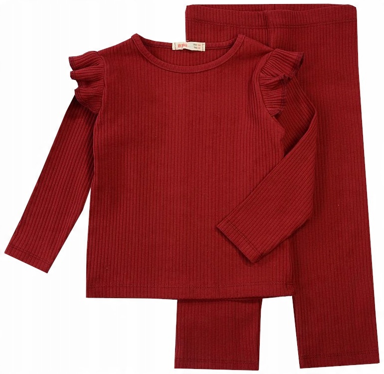 

Komplet Dzianina Bluzka Spodnie bordo 110 J47C