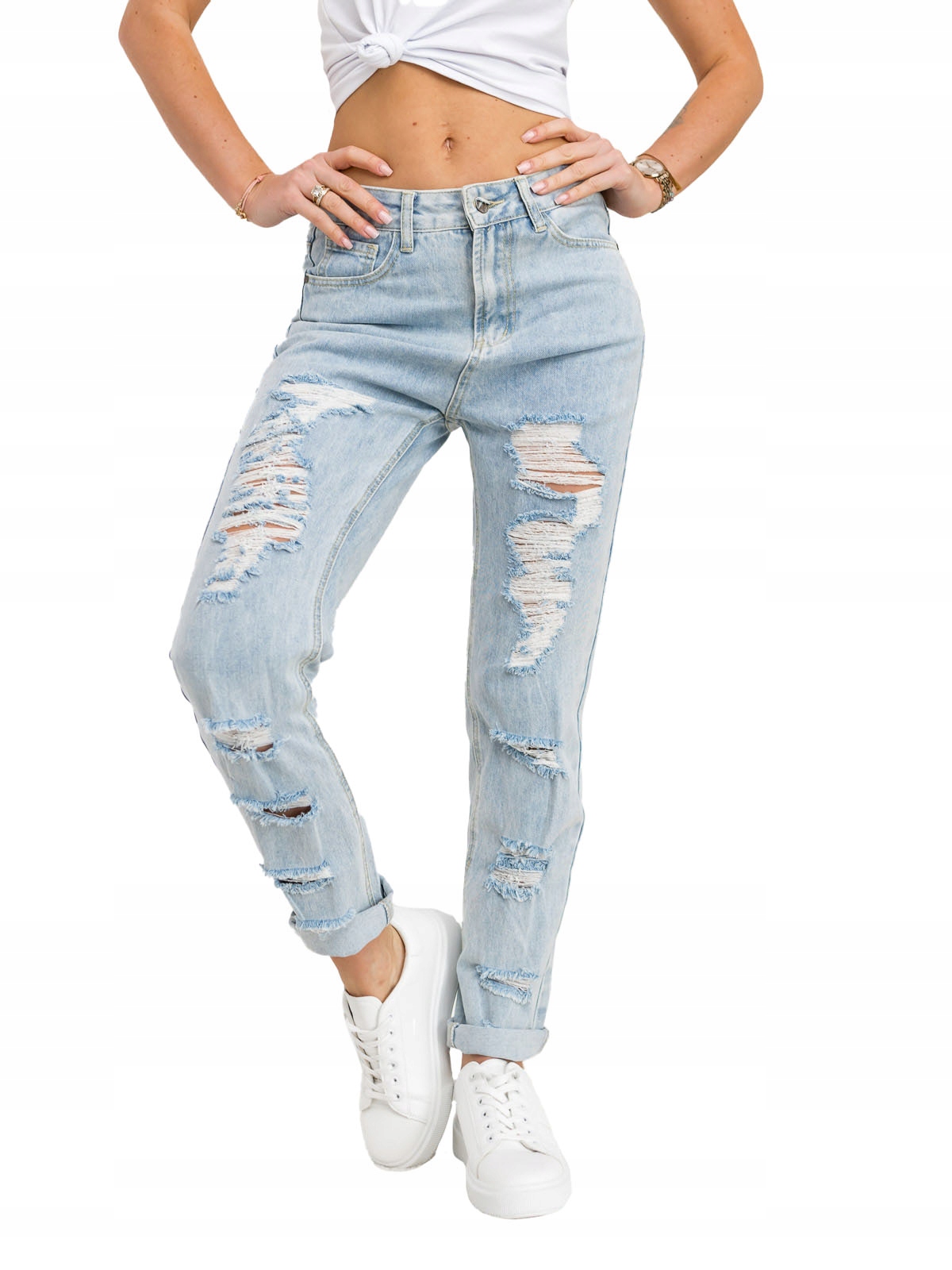 Džínové Kalhoty Mom Modré L-3011 Denley_xs