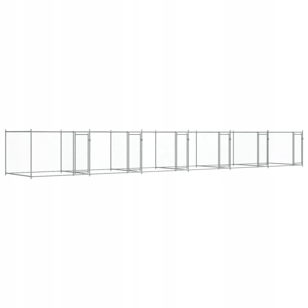 Levně Klec pro psa s dveřmi, šedá, 12x2x1,5 m, ocel