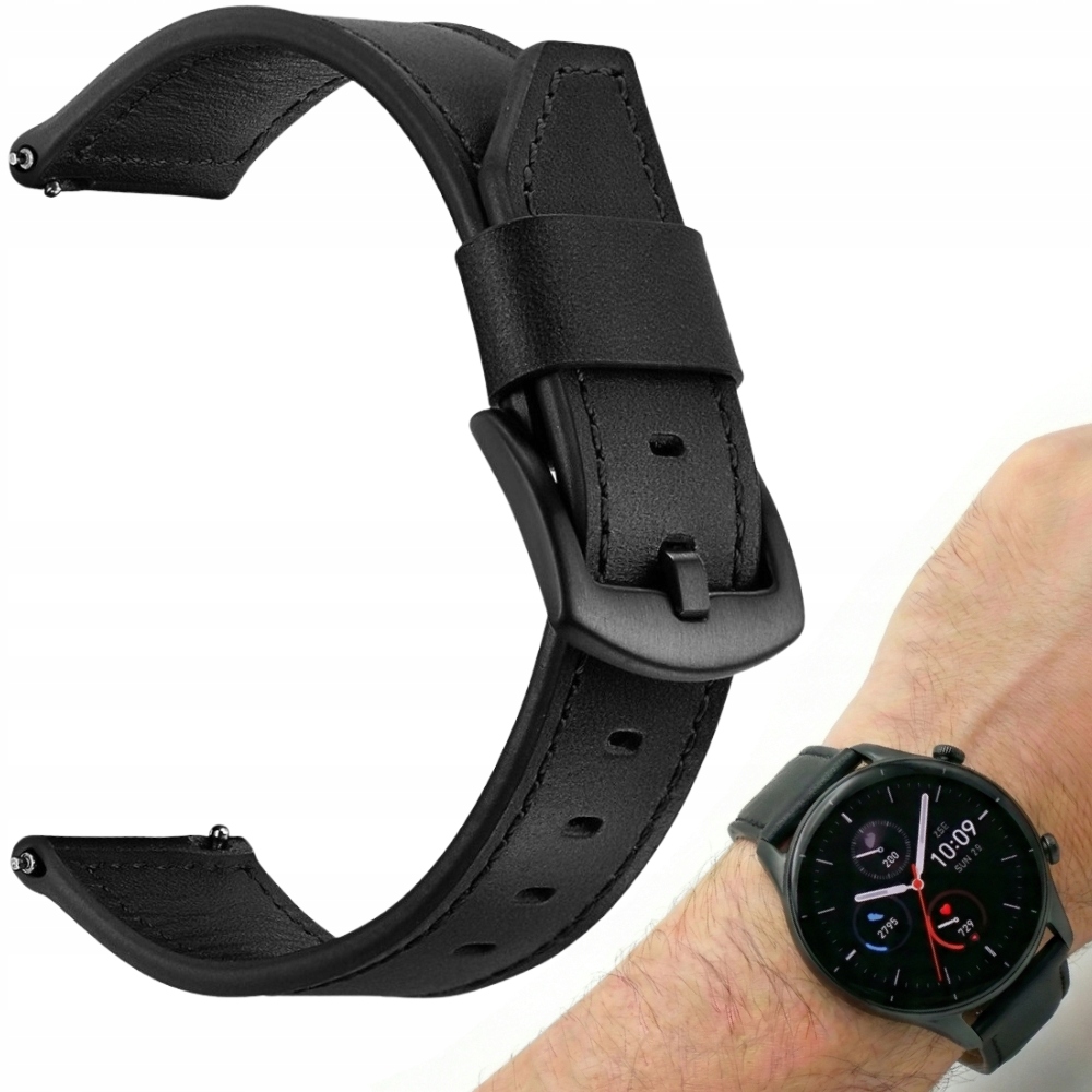 Pasek Skórzany Do Zegarka Amazfit Gtr 4 3 Pro 2 Xiaomi MI Watch S1 S3 Męski