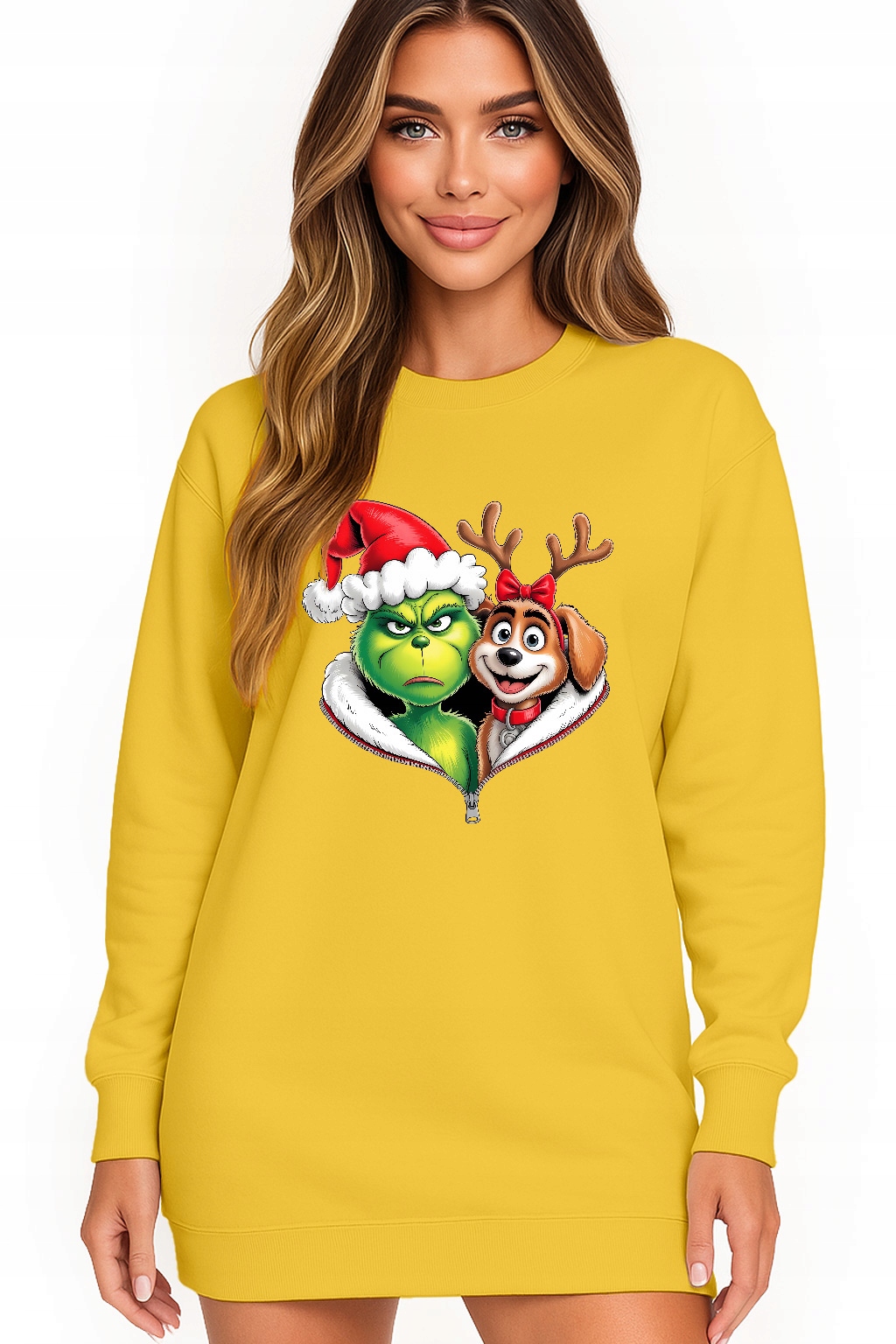 Mikina Dámská Vánoční Oversize Šaty Grinch Sob Dárek Vánoce S