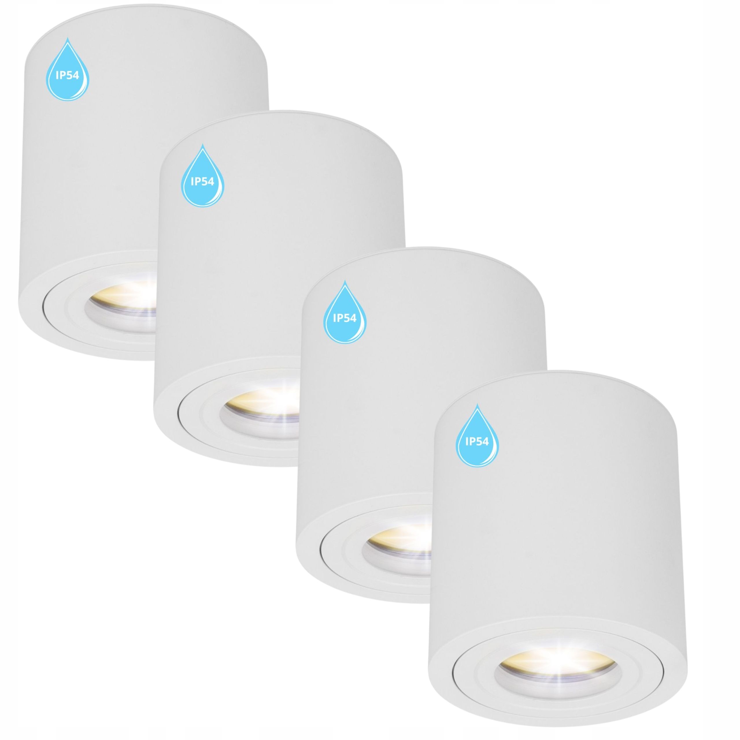 4x Halogenové svítidlo Led trubice GU10 do Koupelny Bílá Voděodolná kulatá