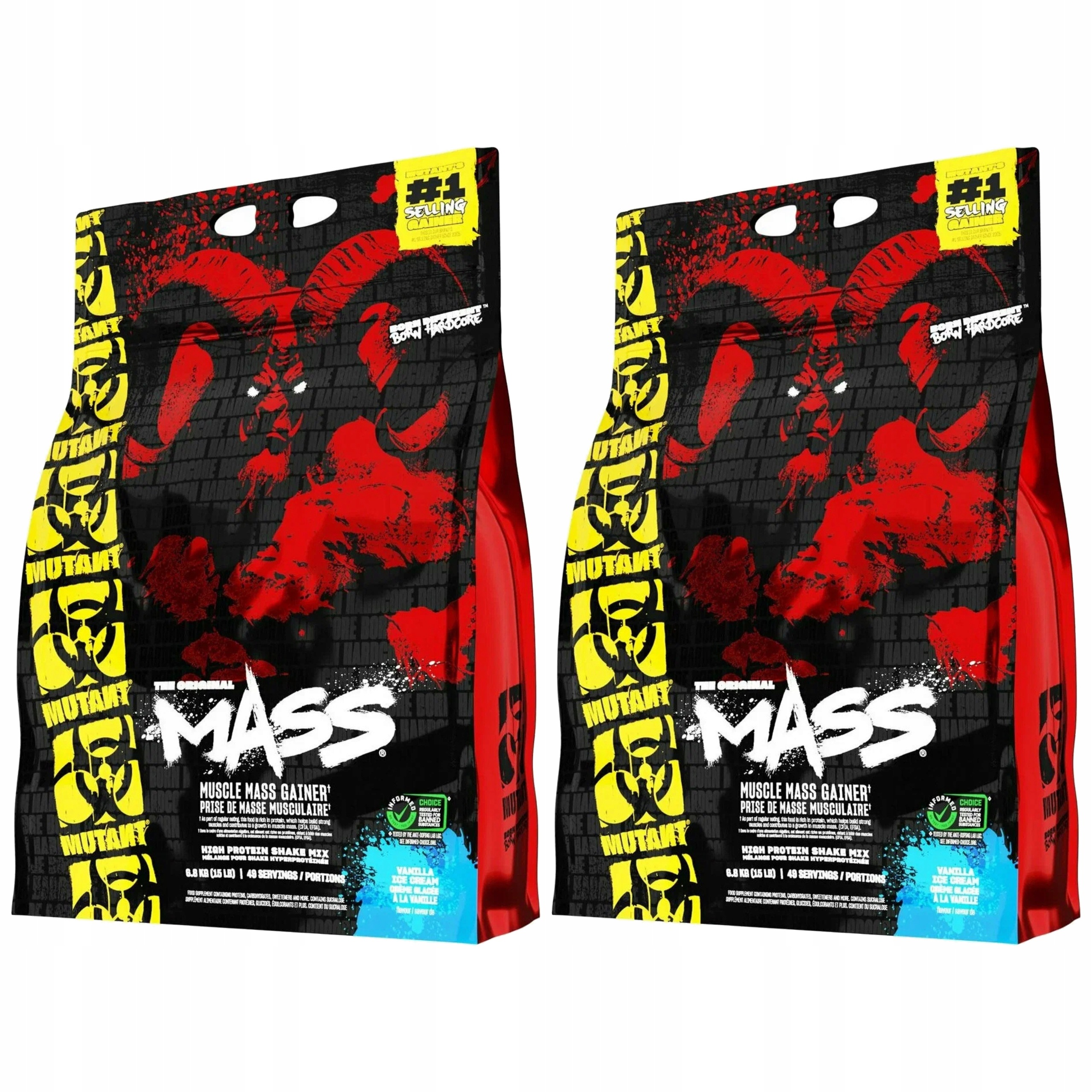 2x Gainer Svalová hmota 6800 g 28 g Sacharidy Mutant Mass