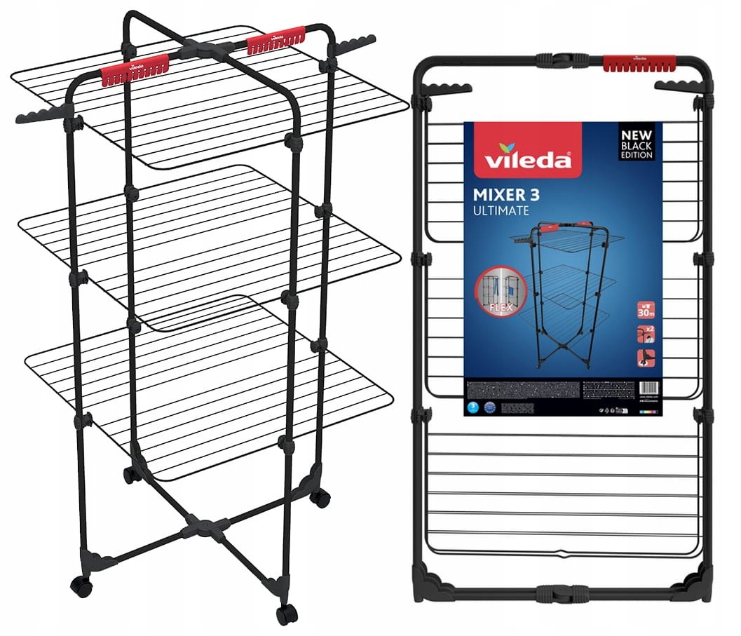 Suszarka na pranie Vileda Mixer 3 Ultimate czarna - stojąca, pionowa