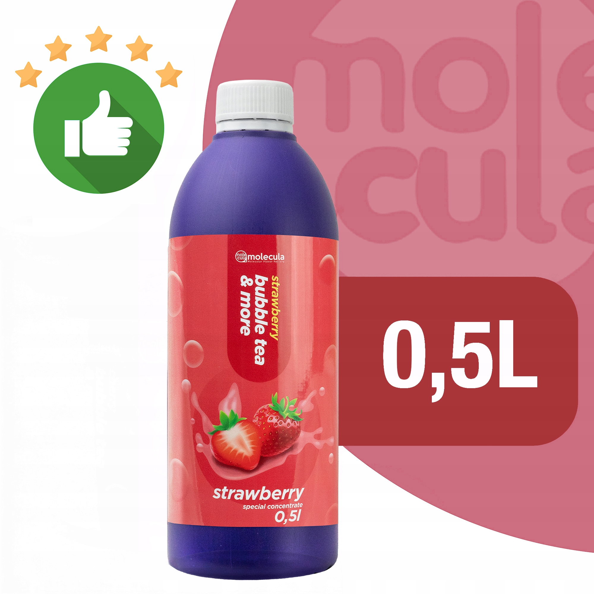 Molecula - SYROP do BUBBLE TEA - 0.5L - SOK KONCENTRAT - TRUSKAWKA Pojemność 500 ml