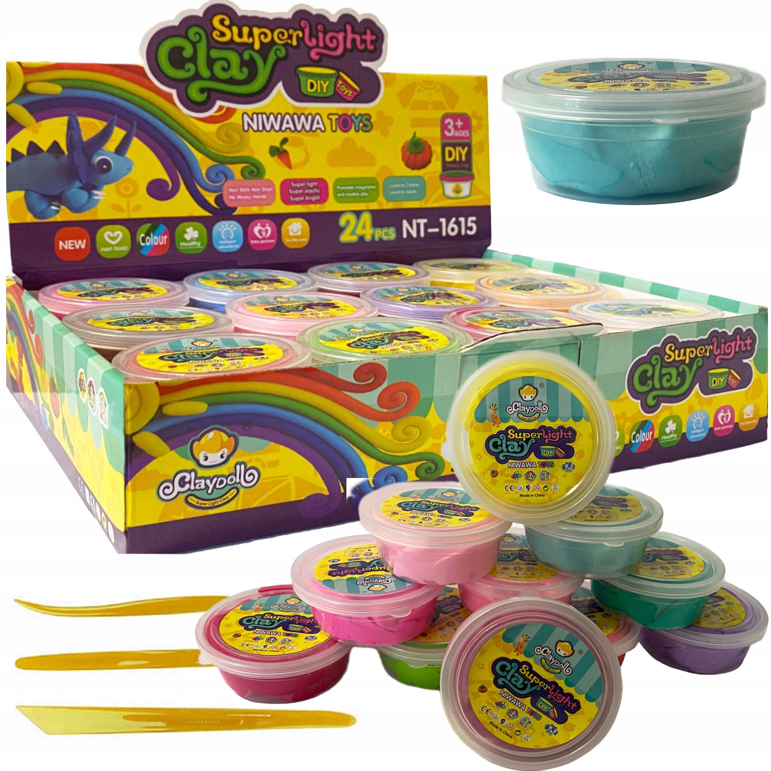 

Magiczna plastelina piankolina 24 kol akcesoria