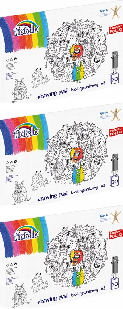 BLOK RYSUNKOWY A3 BIAŁY 20 kartek Fiorello x 3 szt