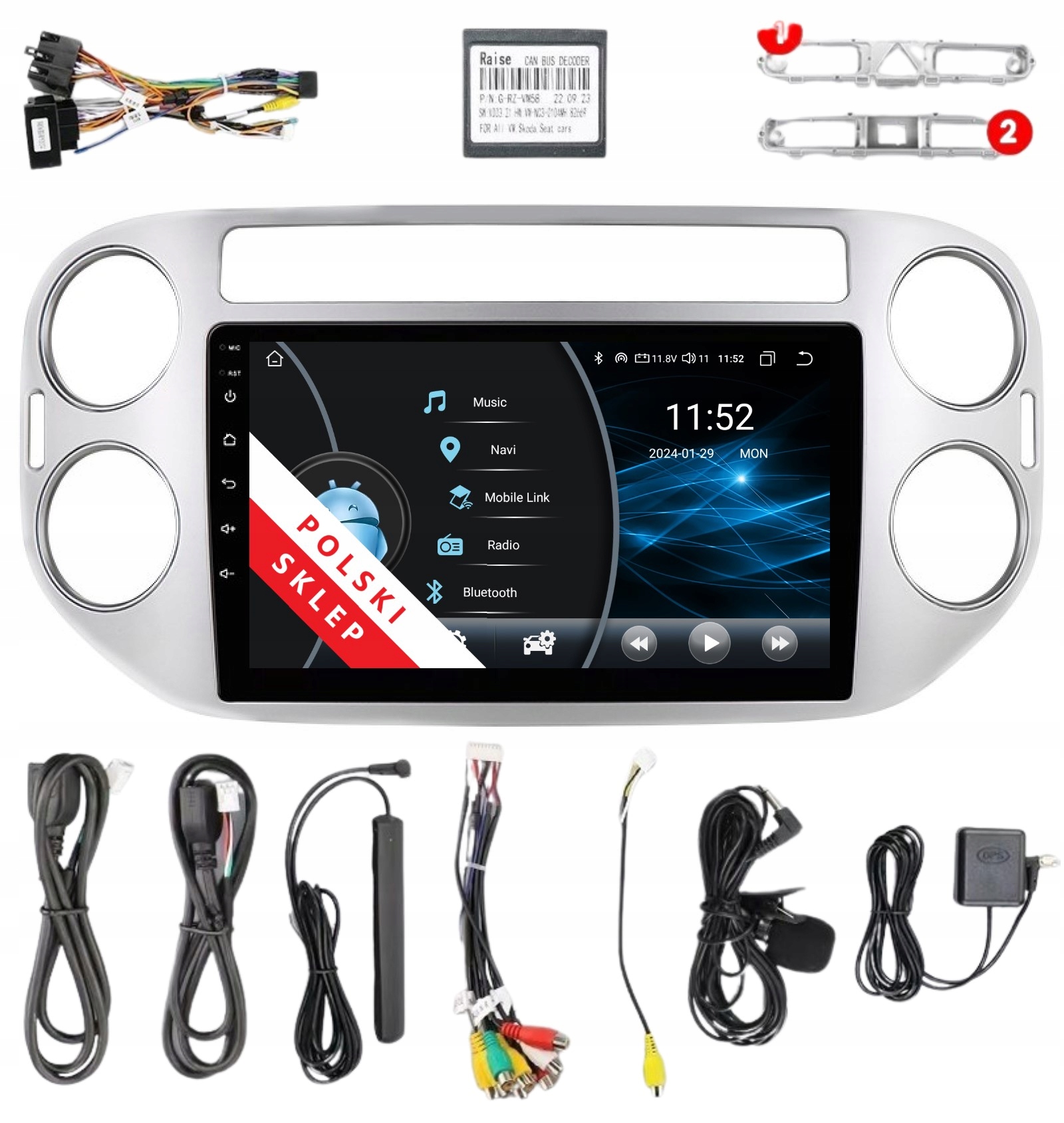 Rádio 2DIN Navigace Android Volkswagen Tiguan I 1 2/32 Gb Dsp Lte Carplay