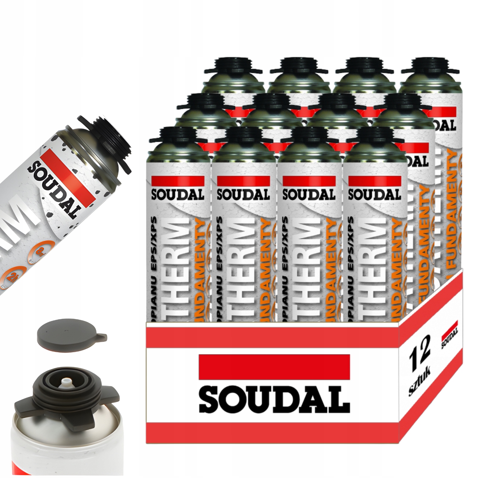 12 x Soudal Klej Do Styropianu Eps/xps Soudatherm Fasada 750 ML Cały Karton