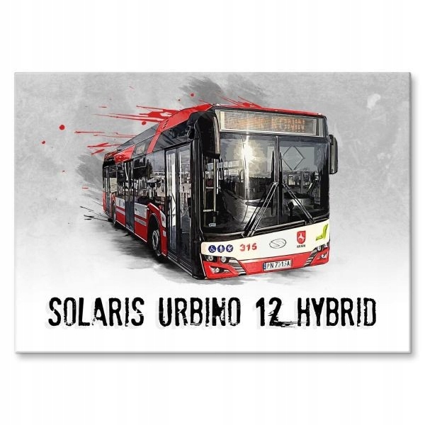 Plakát z kovu, dekorace, plech, dárek, autobus Solaris Urbino 12 Hybrid