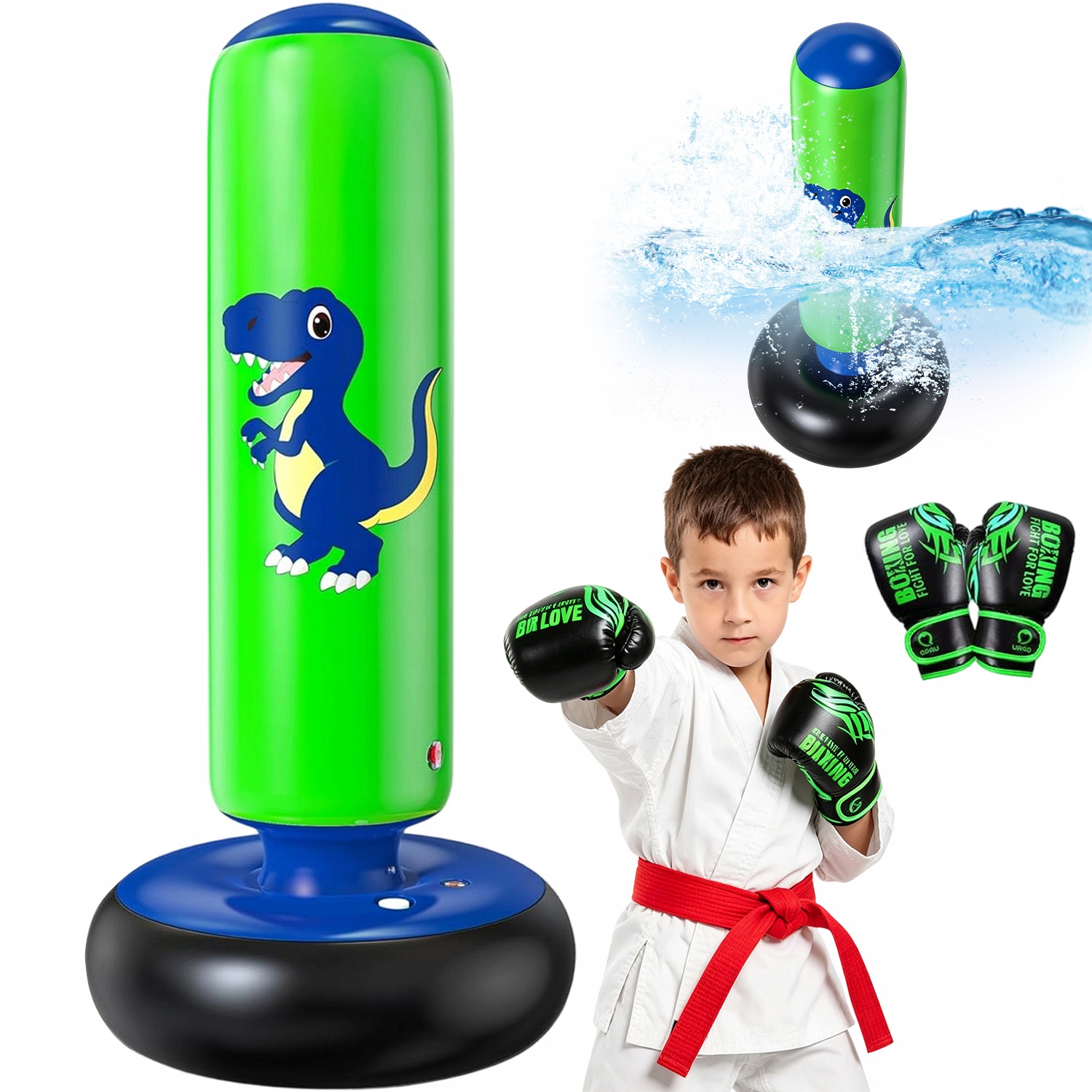 Dětský Boxovací Pytel Nafukovací Vak Dinosaurus 120 CM S Rukavicemi
