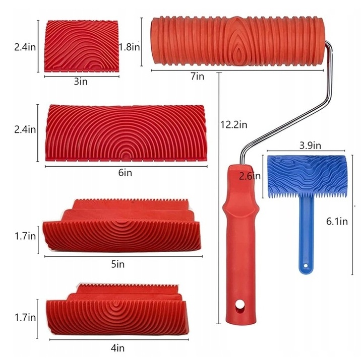 Stemple Wałek wyciskanie imitacji drewna 6 szt EAN (GTIN) 6911999184906