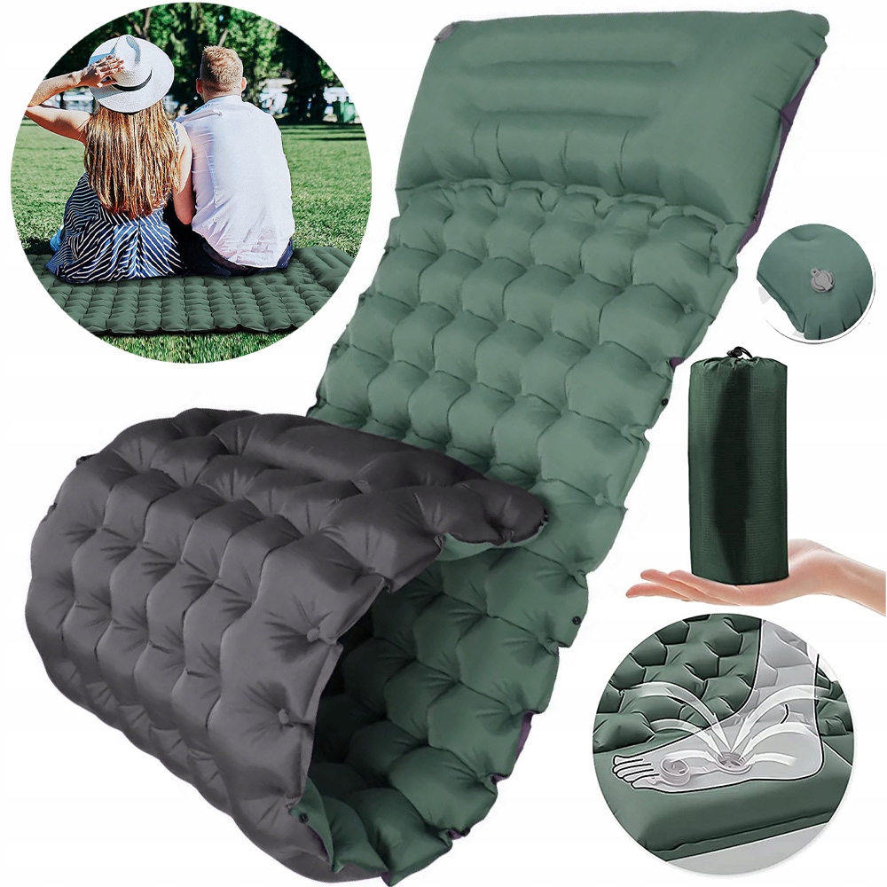 Materac Turystyczny Samopompujący Ultralekki Wbudowana Pompka Jednoosobowy