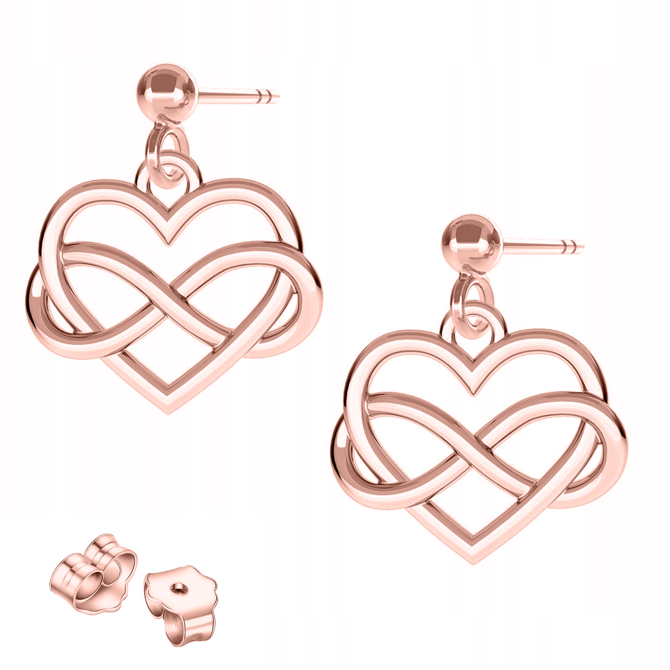 Náušnice Pozlacená srdce Srdíčka Nekonečno se srdcem Stříbro 925