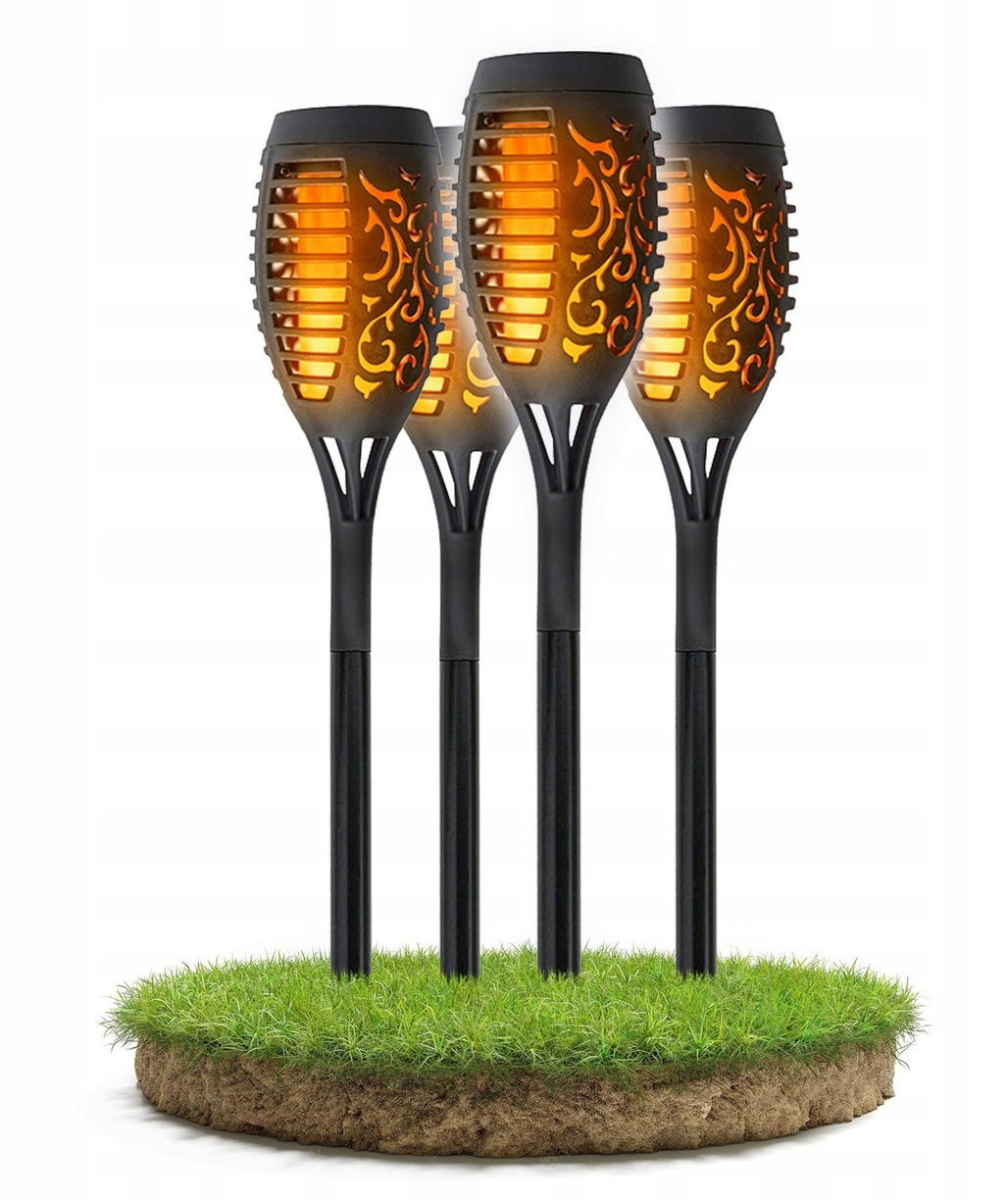 4x solární LED lampa s pochodní a efektem plamene, sada ohně IP44 do zahrady