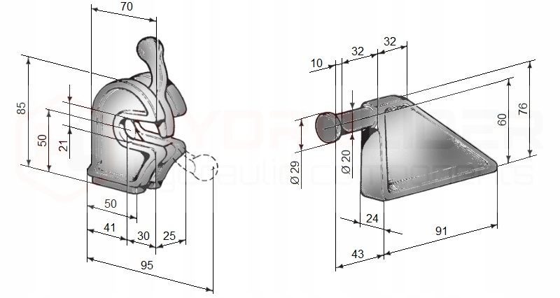 2 ZAWIASY GÓRNE BURTY FI20 DO 6 TON HYDROLIDER Marka Hydrolider