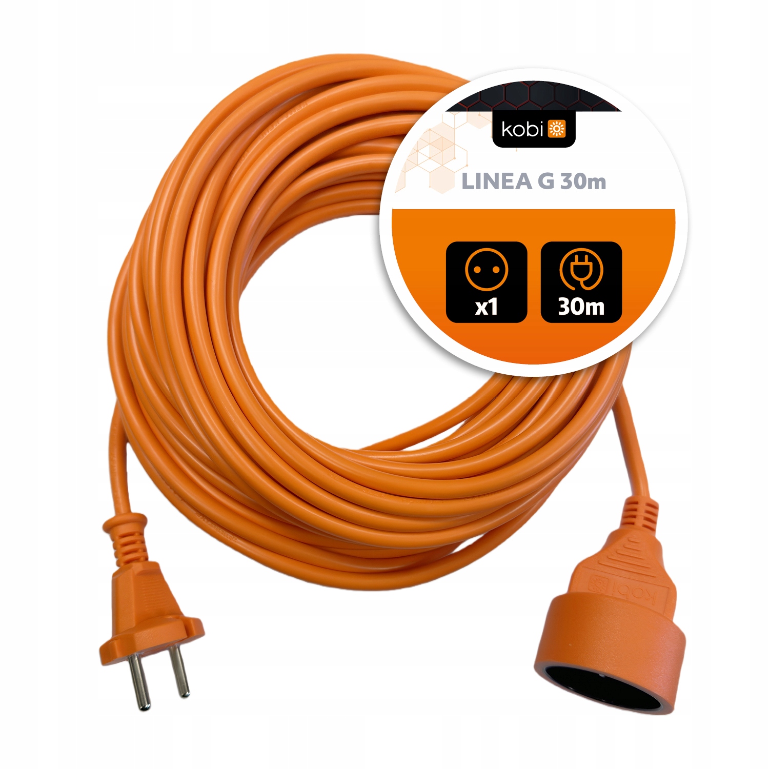 Predlžovací Kábel sieťový 230V 30m oranžový Linea G Kobi