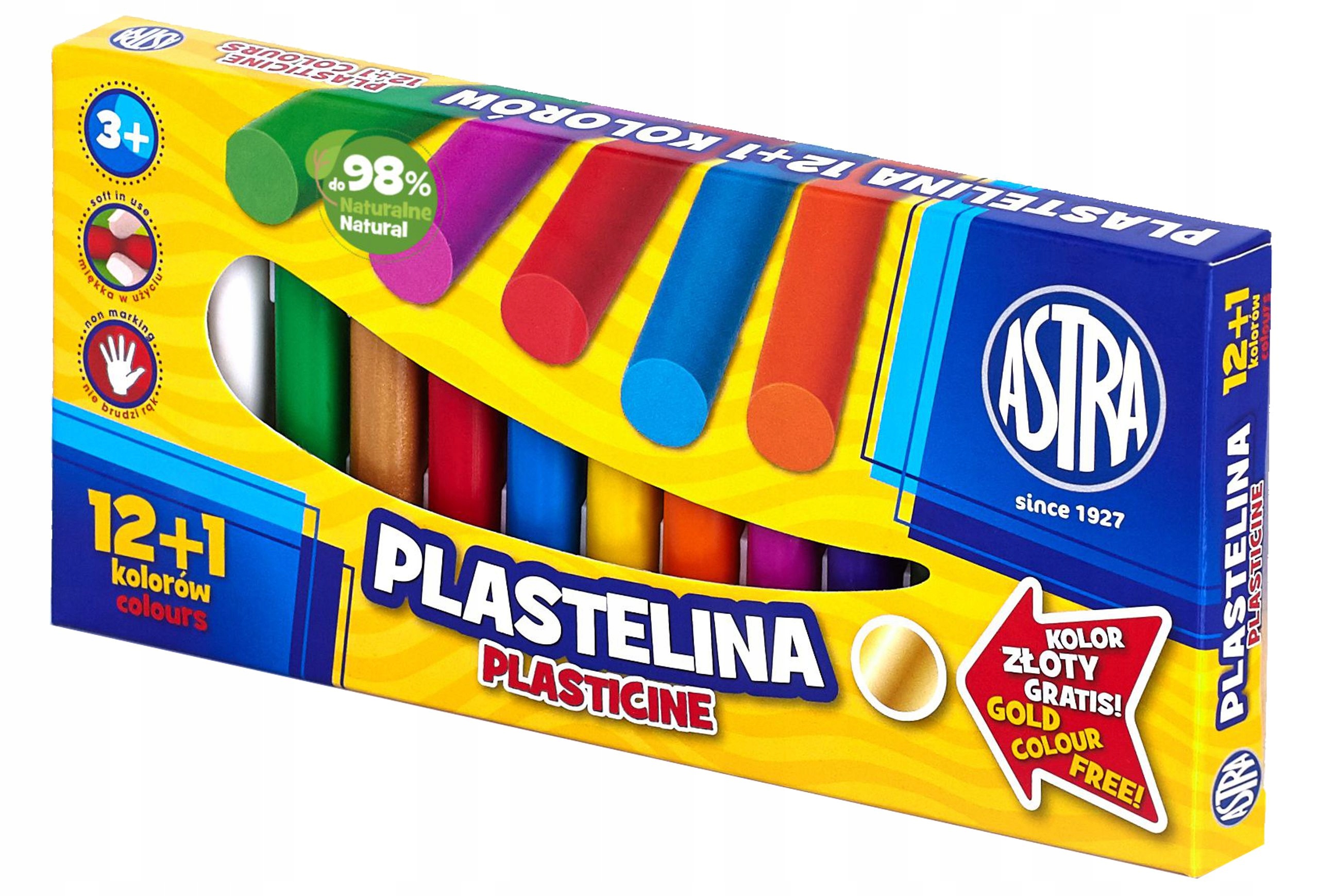 ASTRA PLASTELINA SZKOLNA 12 ŻYWYCH KOLORÓW + ZŁOTA EAN (GTIN) 5901137087504