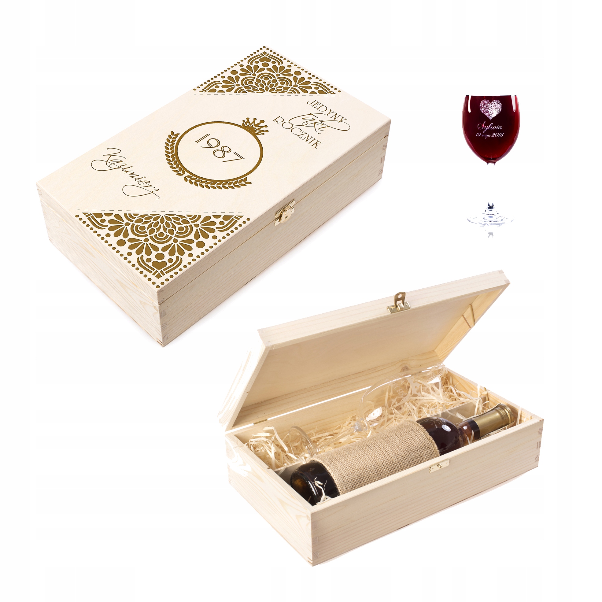 

Kieliszek Skrzynka Z Grawerem Ślub Urodziny