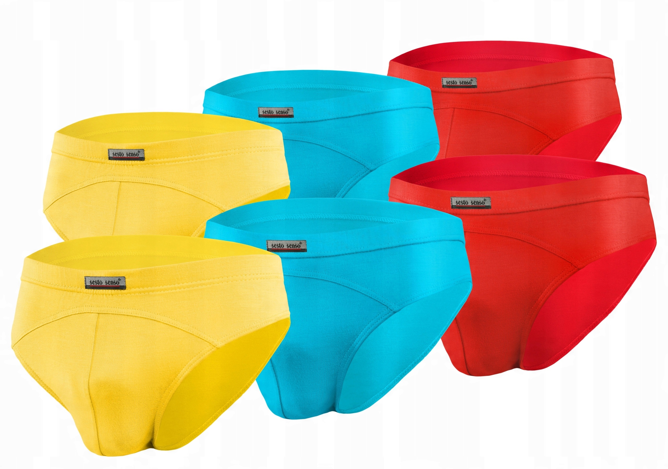 Sesto Senso 6-PAK Pánské slipy SM03 micromodal Žlutá Tyrkysová Červená M