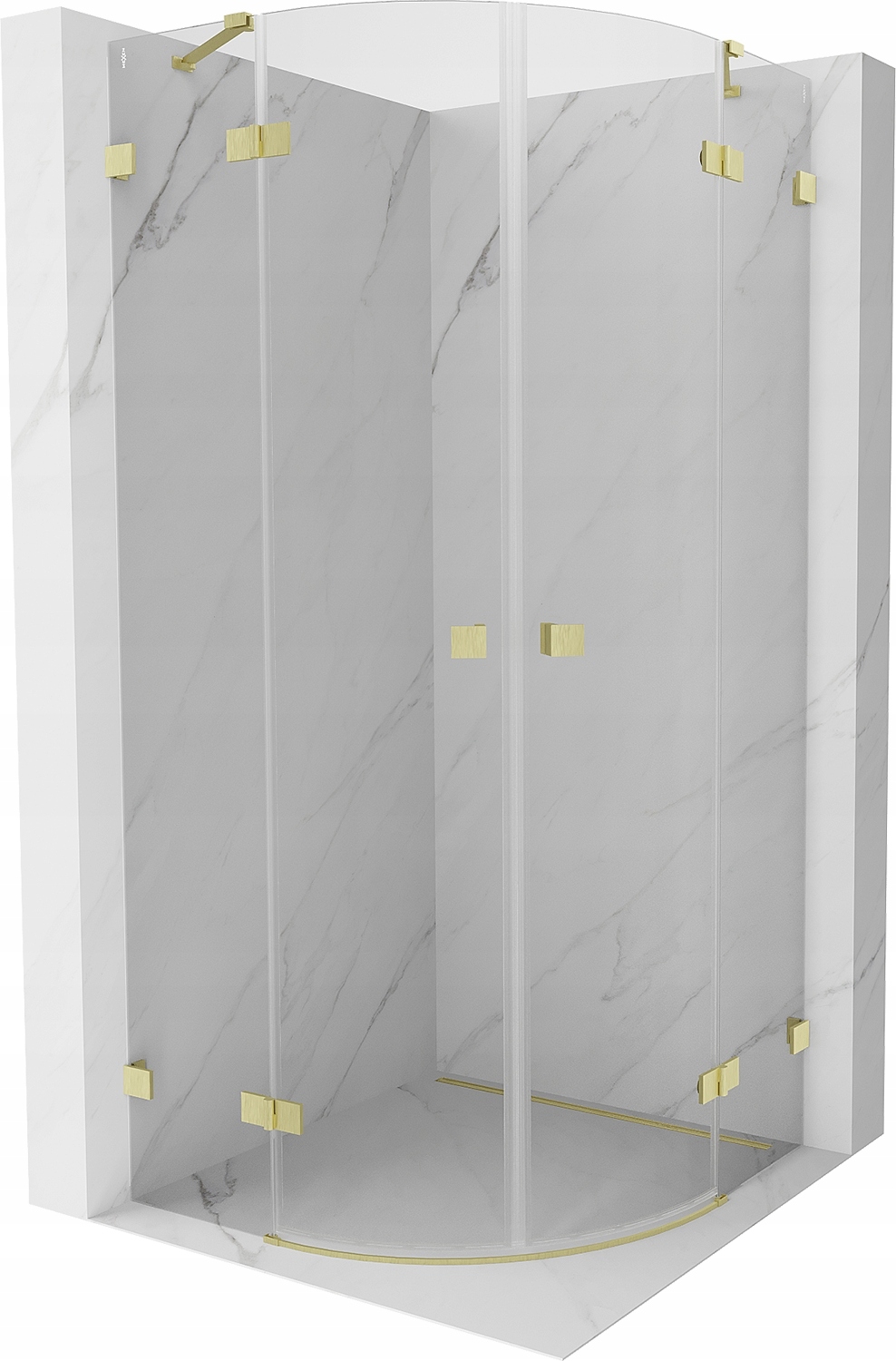 Mexen Lunar Půlkruhová sprchová kabina 80x80 cm, zlato kartáčovaná