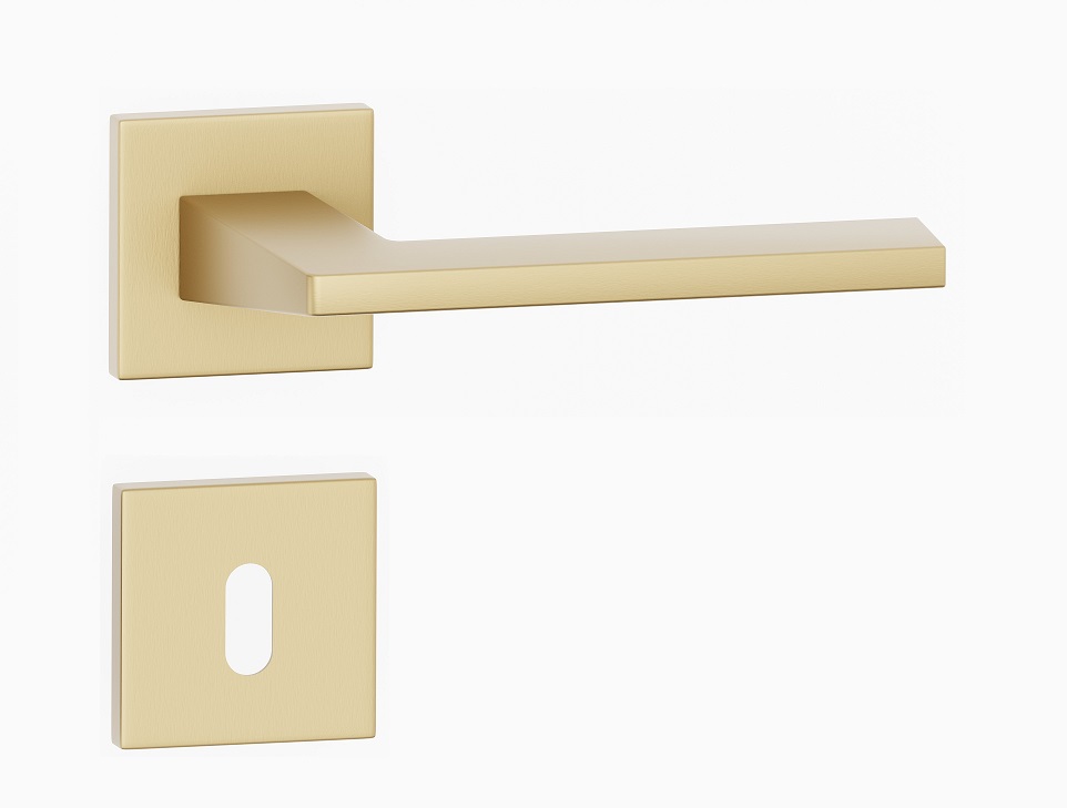 italská klika Siso zlatá matná s rozetami na klíč