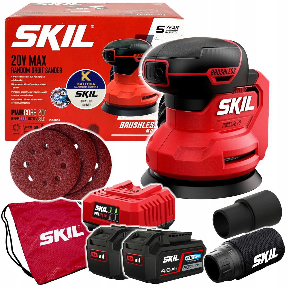 Szlifierka mimośrodowa Skil 20V 3746 125mm 2x4.0Ah