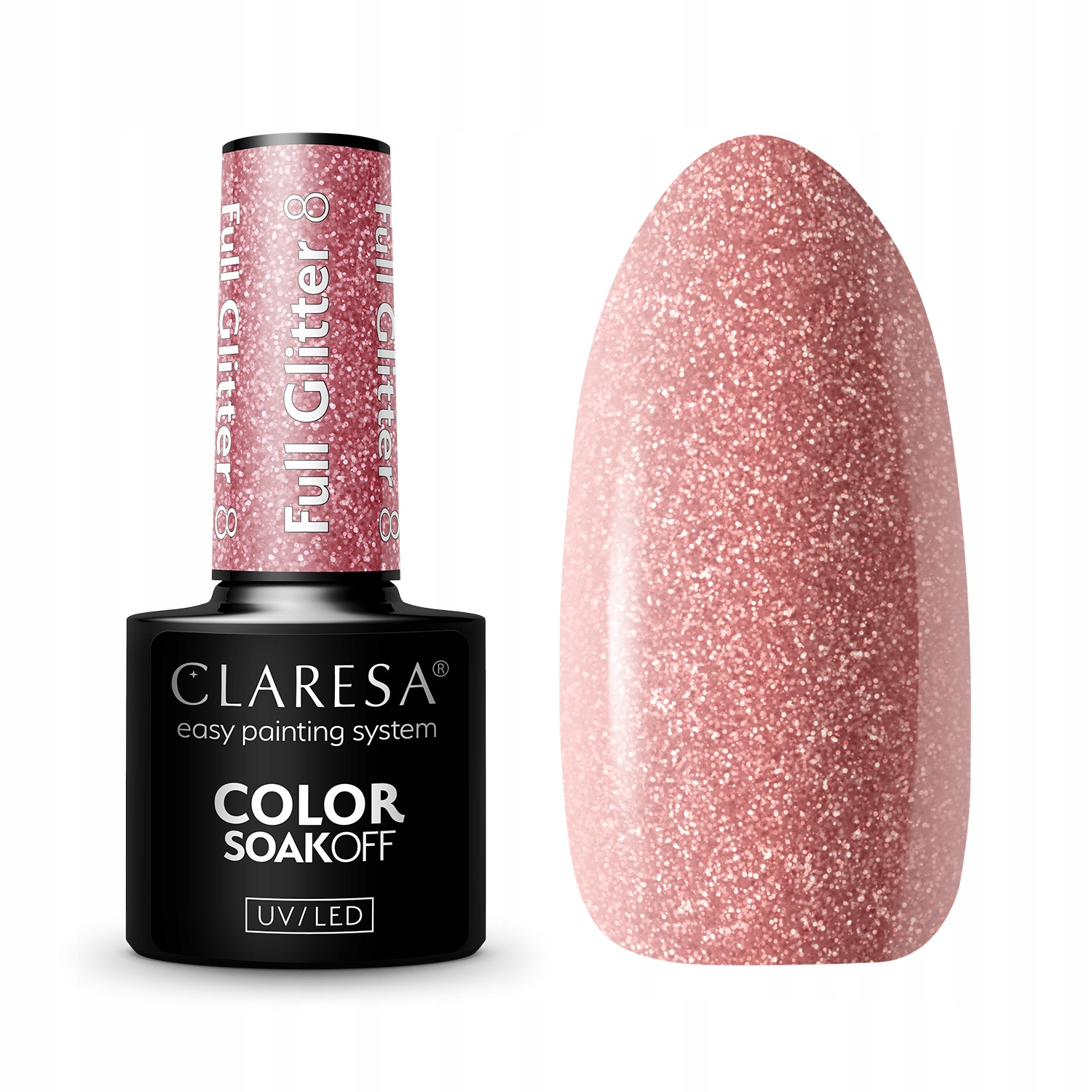 

Claresa lakier hybrydowy paznokci Full Glitter 8