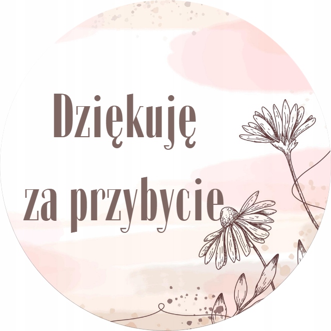 

Naklejki Dziękuję Za Przybycie 4,5cm 72szt KK32