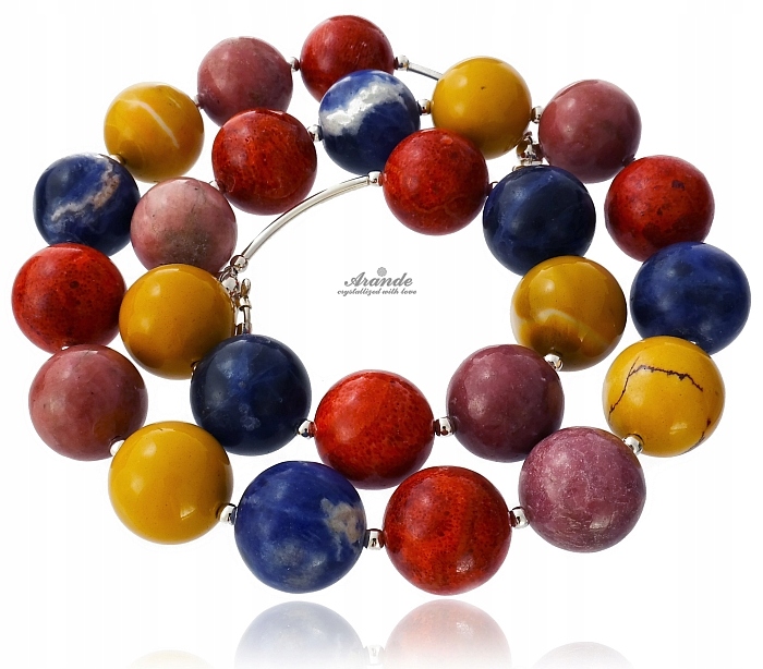 Přírodní Korálové Kameny Krásný Náhrdelník Stříbro