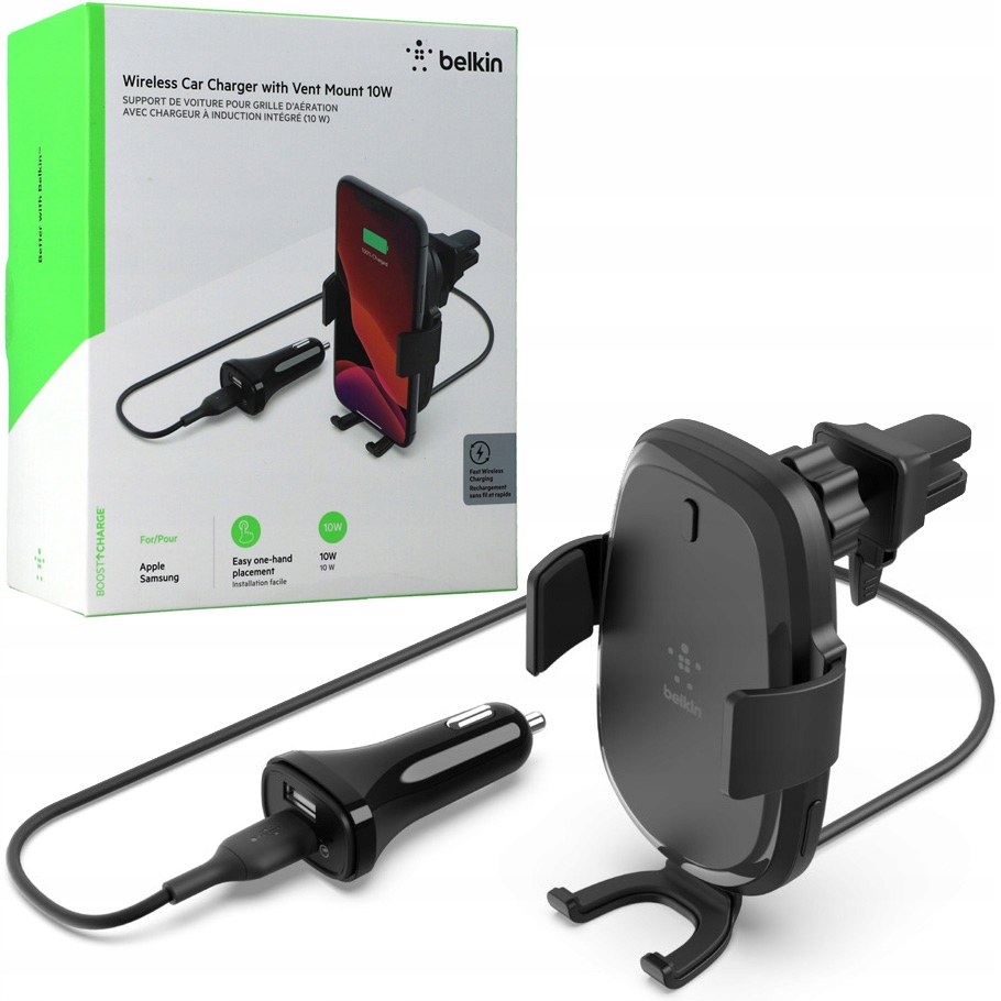 

Uchwyt samochodowy +ładowarka Belkin WIC001 Qi 10W