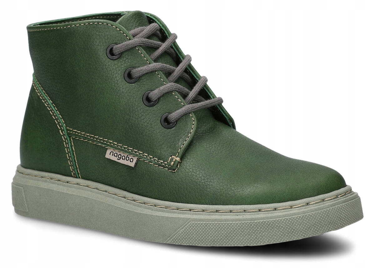 Nagaba 050 Zelená Zateplené, Pohodlné, Kožené Dámské Kotníkové Boty