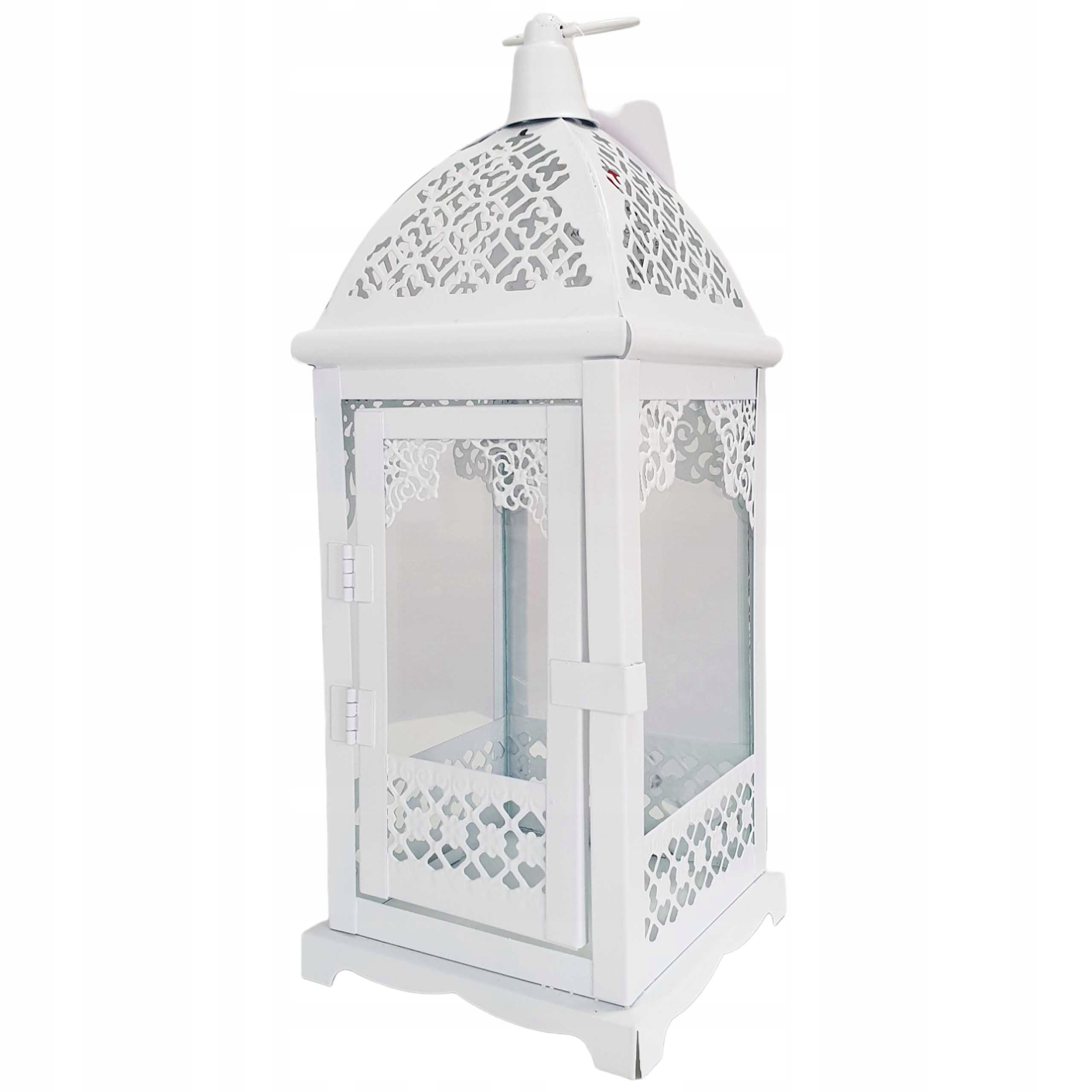 LATARNIA LAMPION LATARENKA METALOWA BIAŁA DO DOMU OGRODU ŚLUB H31cm