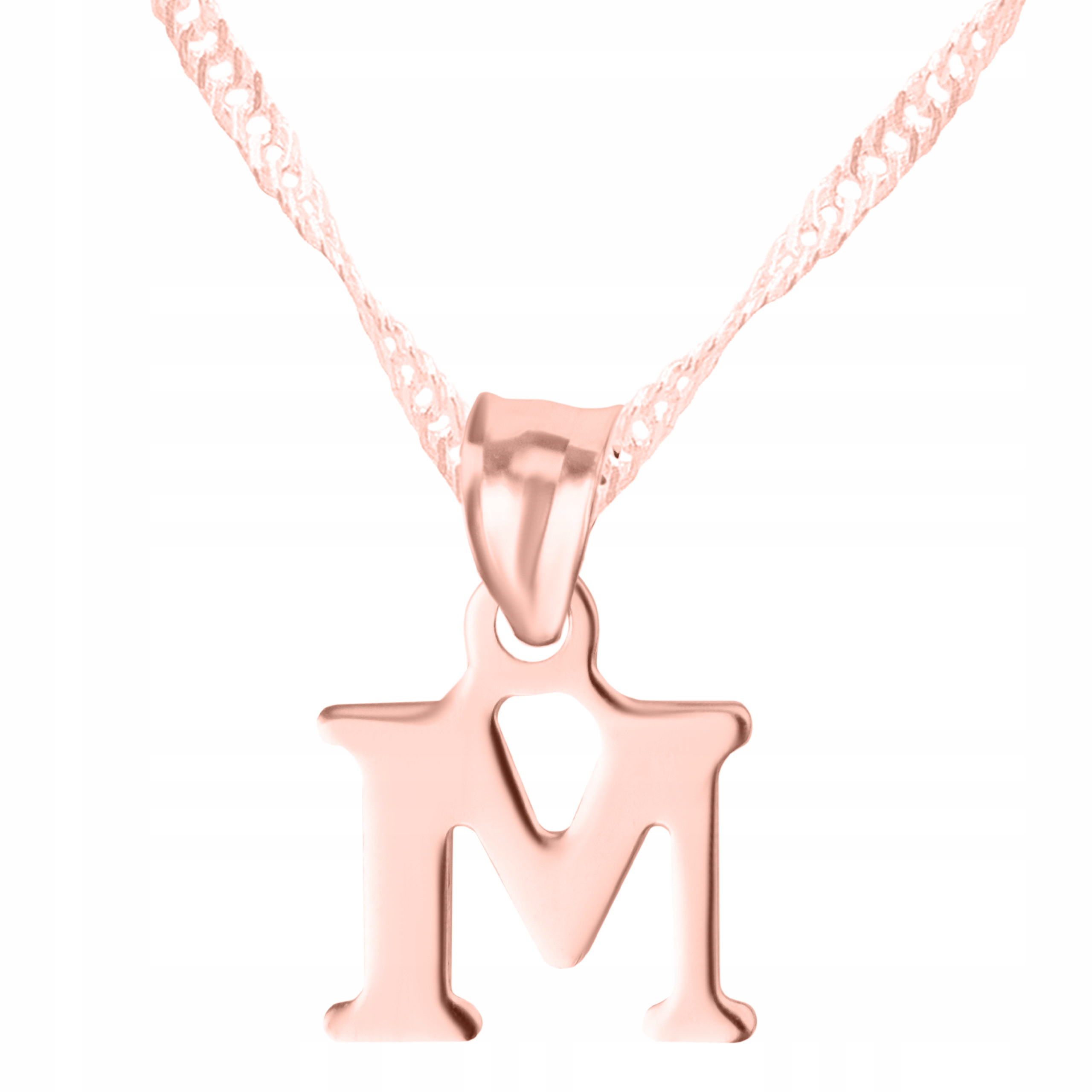 Náhrdelník s písmenem Pozlacený 750 Jméno Iniciál Plech Písmeno M Stříbro 925