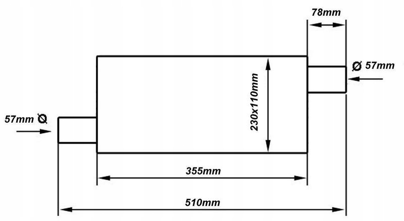 TLUMIK SRODKOWY SPORTOWY OFFSET 2 25 STAL 409 Part number TW TL 109