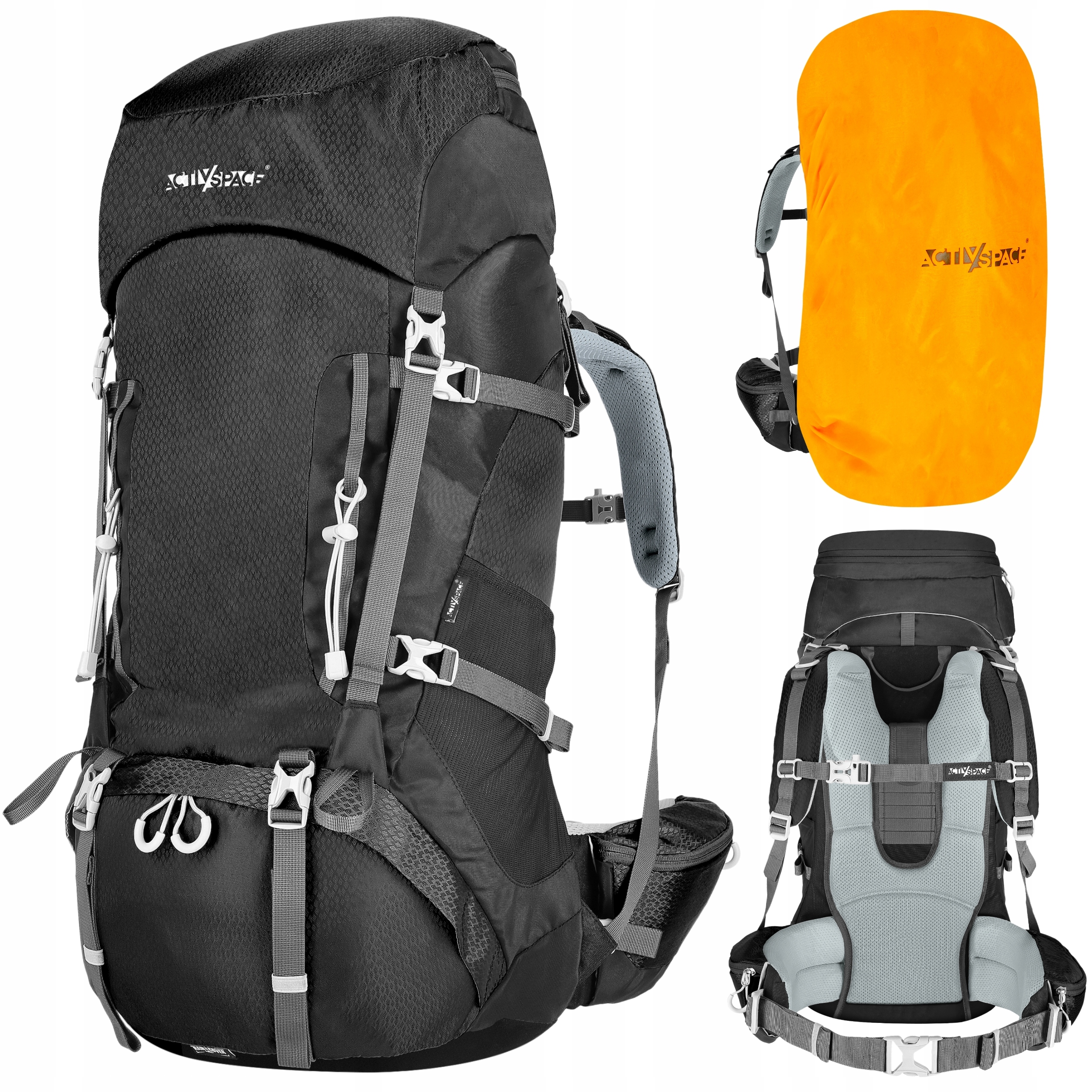 Trekingový Batoh Do Hory 60L Pánský Dámský Silný Černý