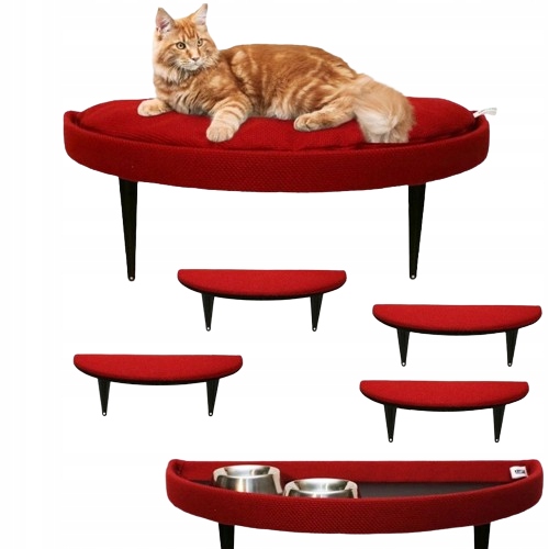 Levně Pelíšek pro kočky Měkké na zeď 5 schodů Jídelna Police Červená